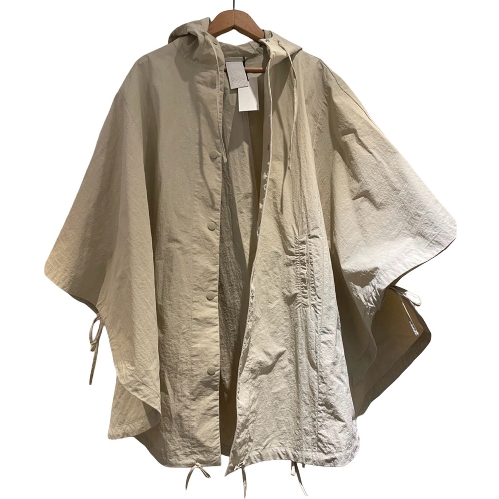 Noize Hooded Cream Cape with Drawstring Details